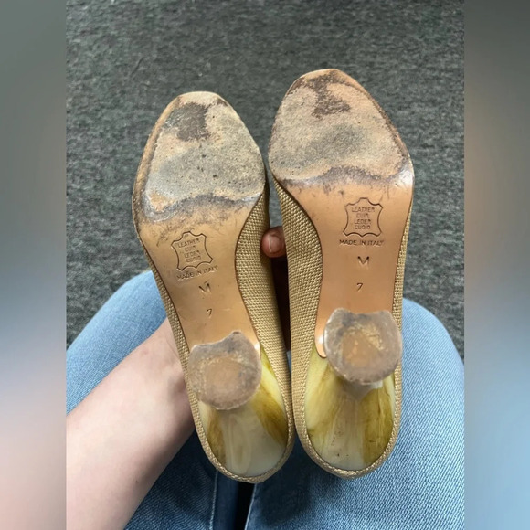 Vintage 1980s Yves Saint Laurent Rattan Heels, size 7 - Picture 8 of 12